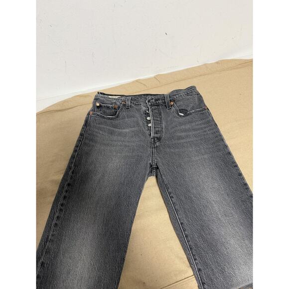 Levis 501 Jeans Mens 27x30 Black Gray Button Fly Premium Denim Straight Leg - Picture 5 of 12